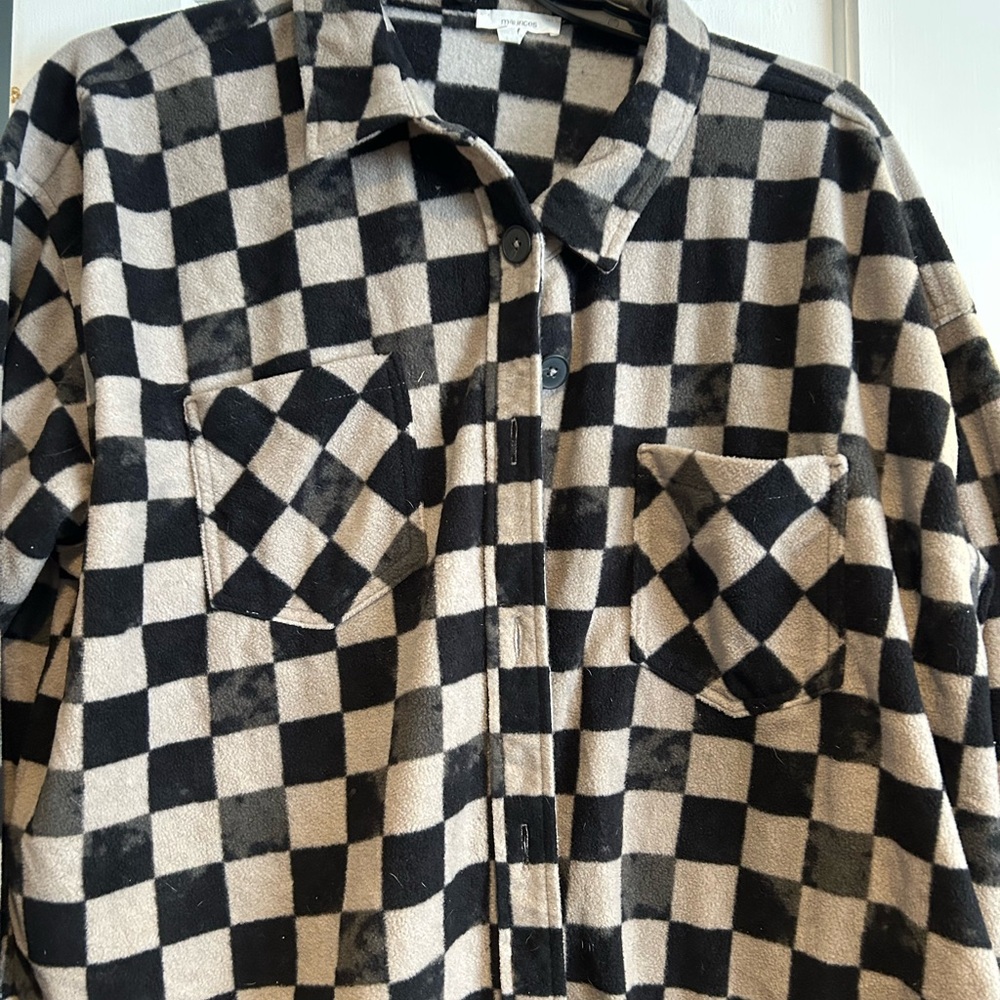 Maurices Black and Cream Checkered Shirt